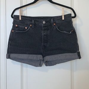 Levi’s 501 black jean shorts.
